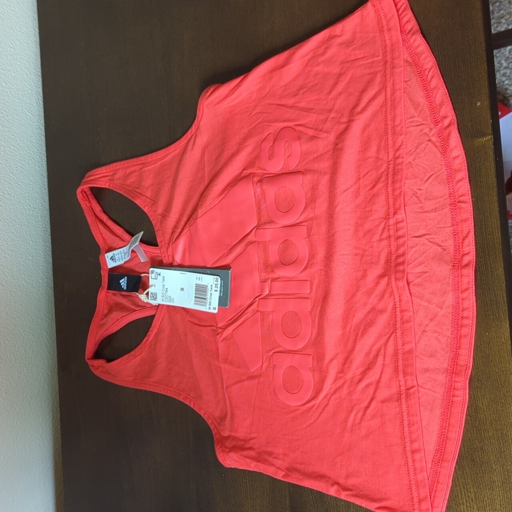 Adidas Red Halter Crop Tank Top